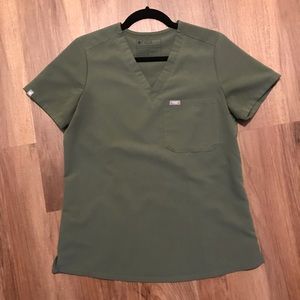 Figs Small Army Green Scrub Top